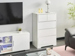 5 skuffers commode ALBERTA Hvid