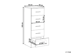 5 skuffers commode KITIMAT Lysebrun