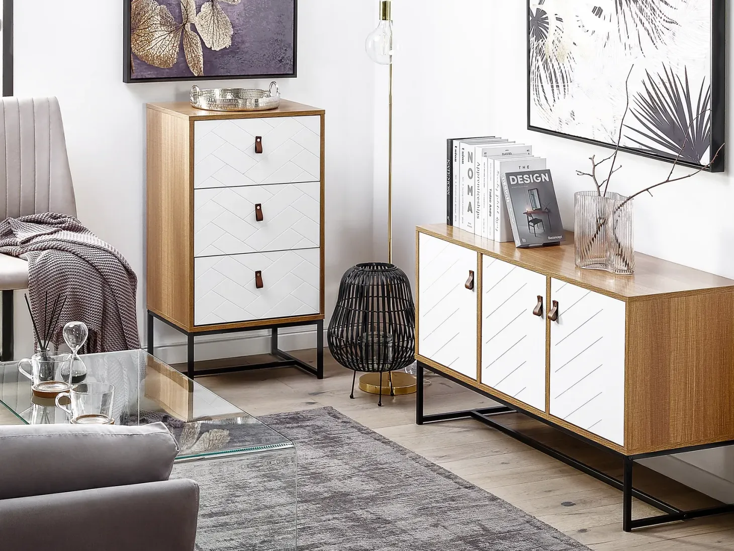 3 skuffers commode NUEVA Lysebrun/hvid