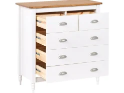 5 skuffers commode SHILLINGTON Fyretræ Hvid
