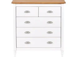 5 skuffers commode SHILLINGTON Fyretræ Hvid