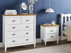 5 skuffers commode SHILLINGTON Fyretræ Hvid