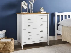 5 skuffers commode SHILLINGTON Fyretræ Hvid