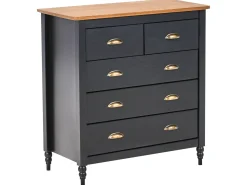 5 skuffers commode SHILLINGTON Fyretræ Sort
