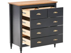 5 skuffers commode SHILLINGTON Fyretræ Sort