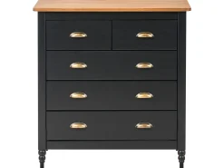 5 skuffers commode SHILLINGTON Fyretræ Sort