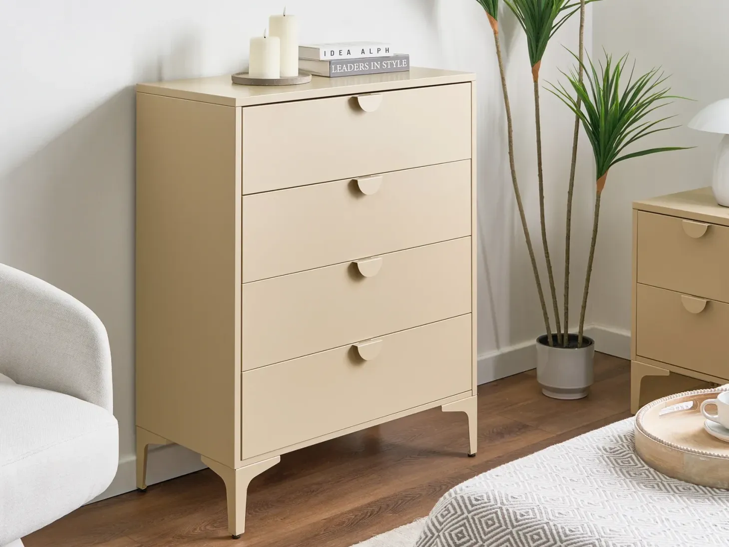 4 skuffers kommode ARDURA Metal Beige