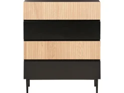 4 skuffers kommode BLYTHE Naturlig ask Sort