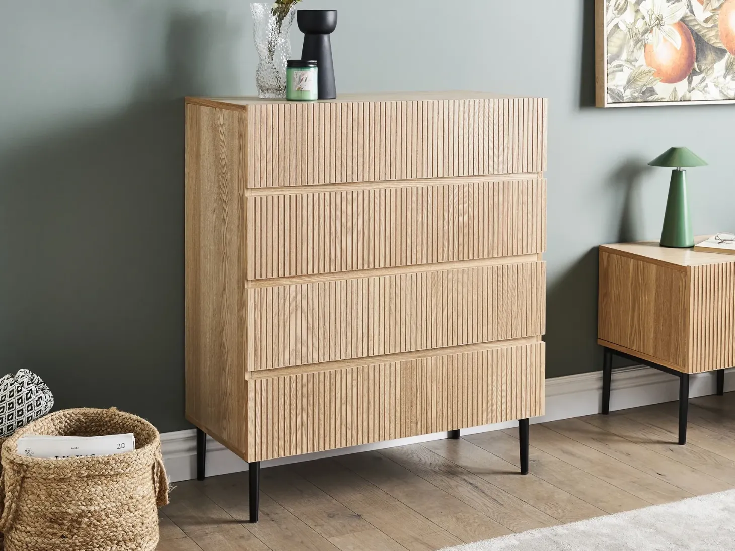 4 skuffers kommode BLYTHE Naturlig ask