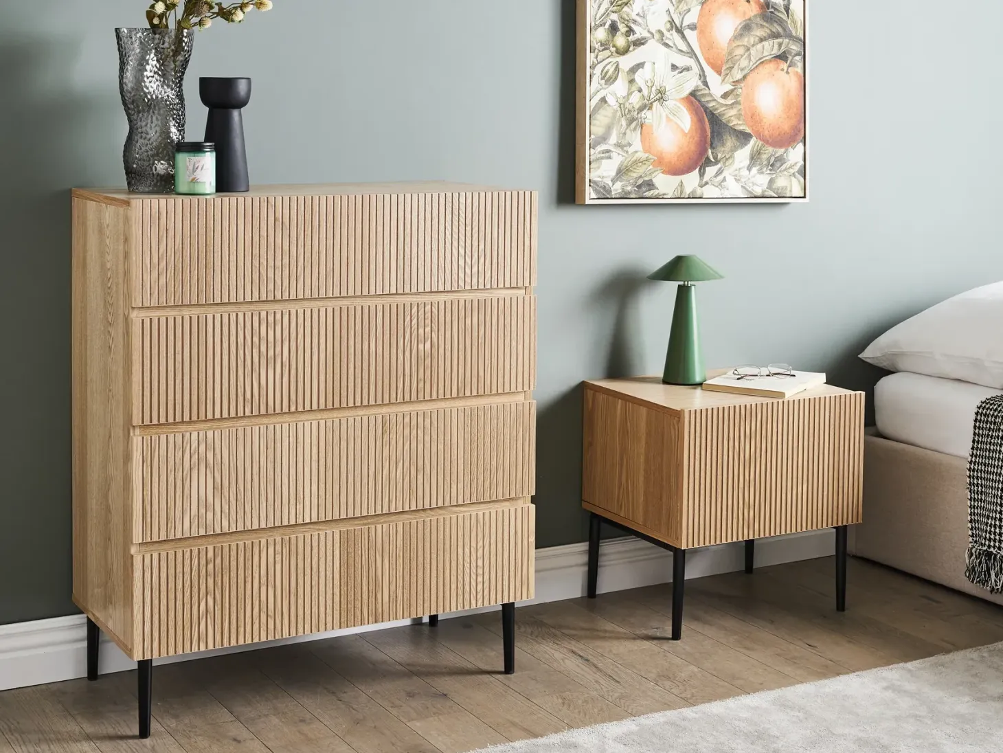 4 skuffers kommode BLYTHE Naturlig ask