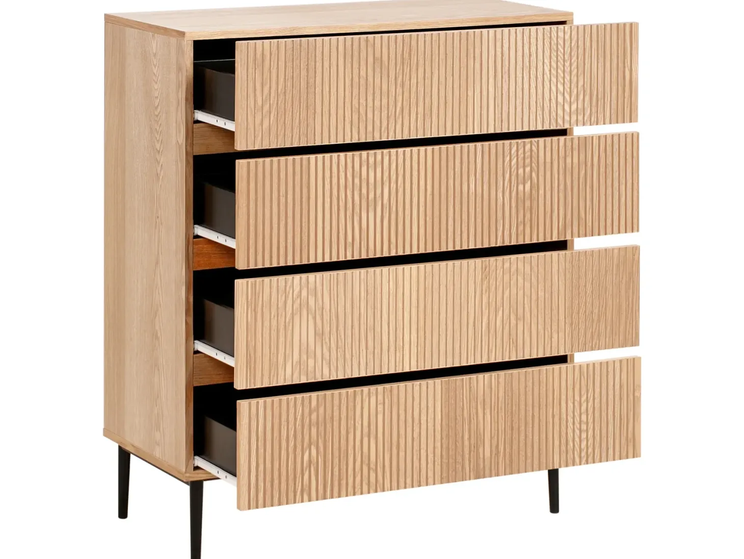 4 skuffers kommode BLYTHE Naturlig ask