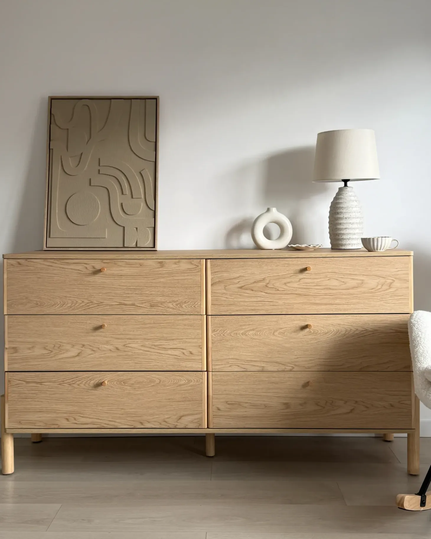 6 skuffers kommode COLLINS Lysebrun