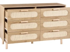 6 skuffers kommode COSTELLO Lysebrun