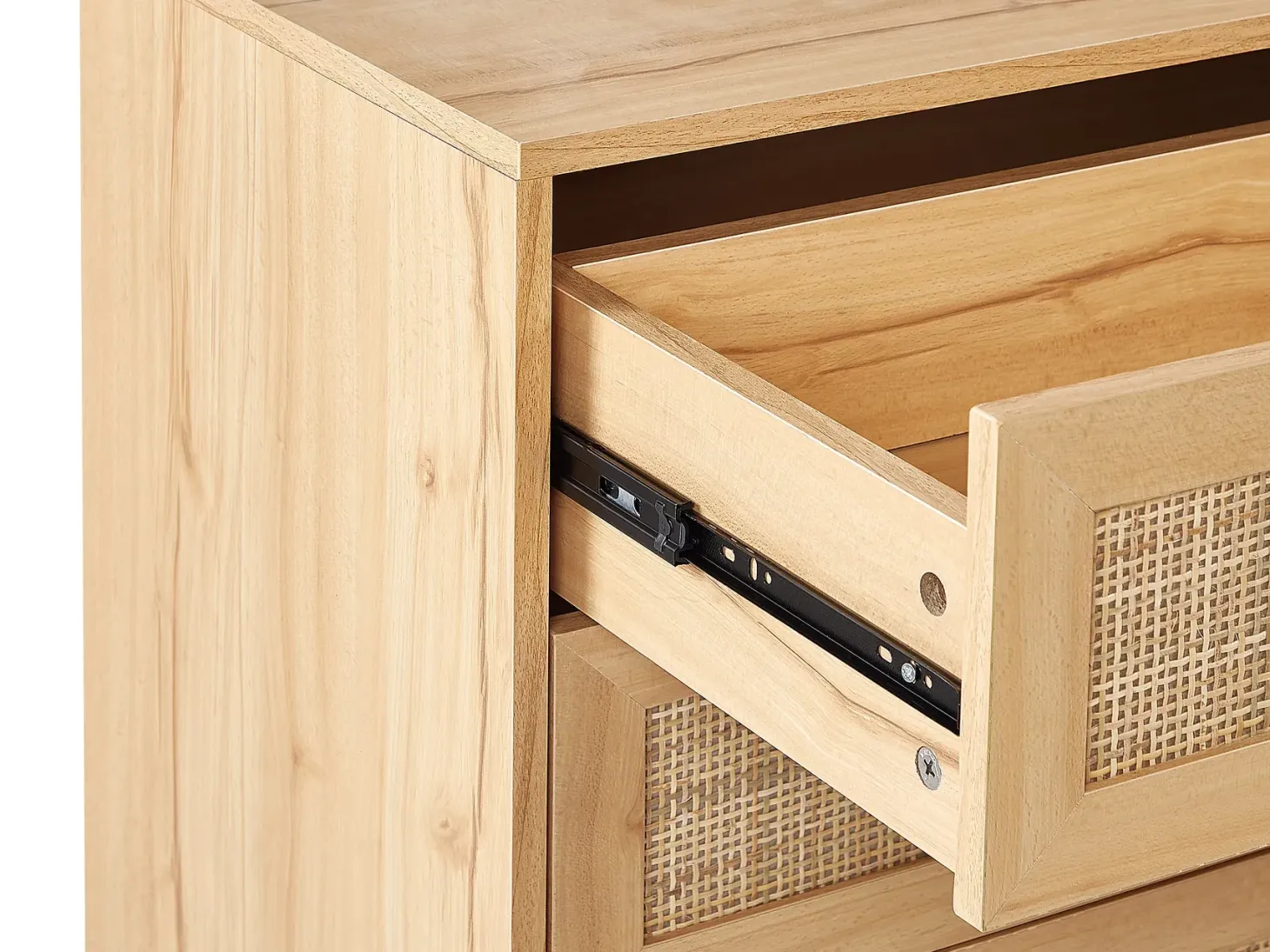 4 skuffers kommode PEROTE Rattan Lysebrun