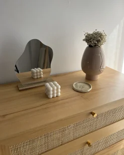 4 skuffers kommode PEROTE Rattan Lysebrun