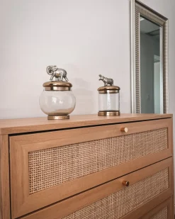 4 skuffers kommode PEROTE Rattan Lysebrun