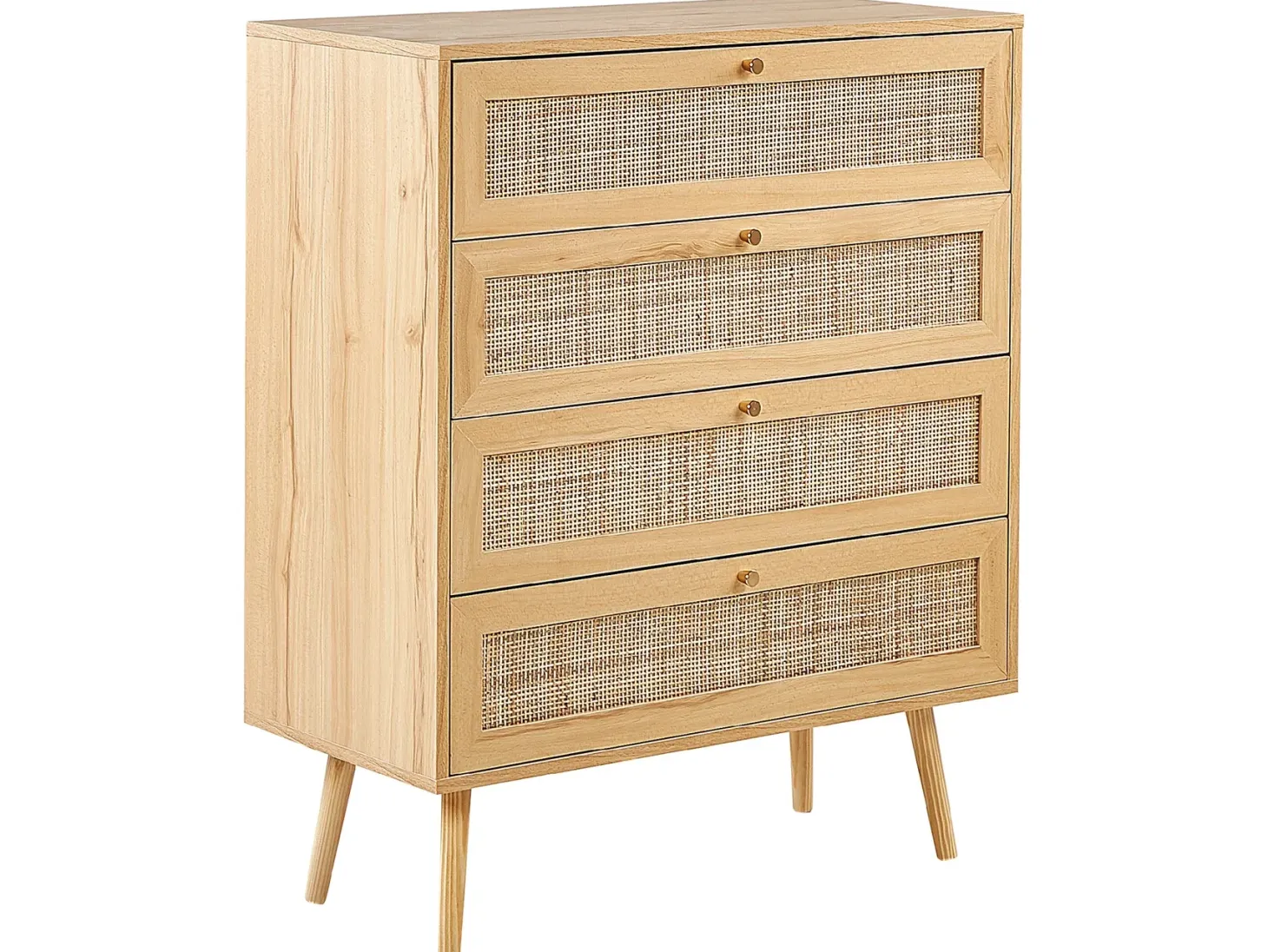 4 skuffers kommode PEROTE Rattan Lysebrun