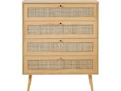 4 skuffers kommode PEROTE Rattan Lysebrun
