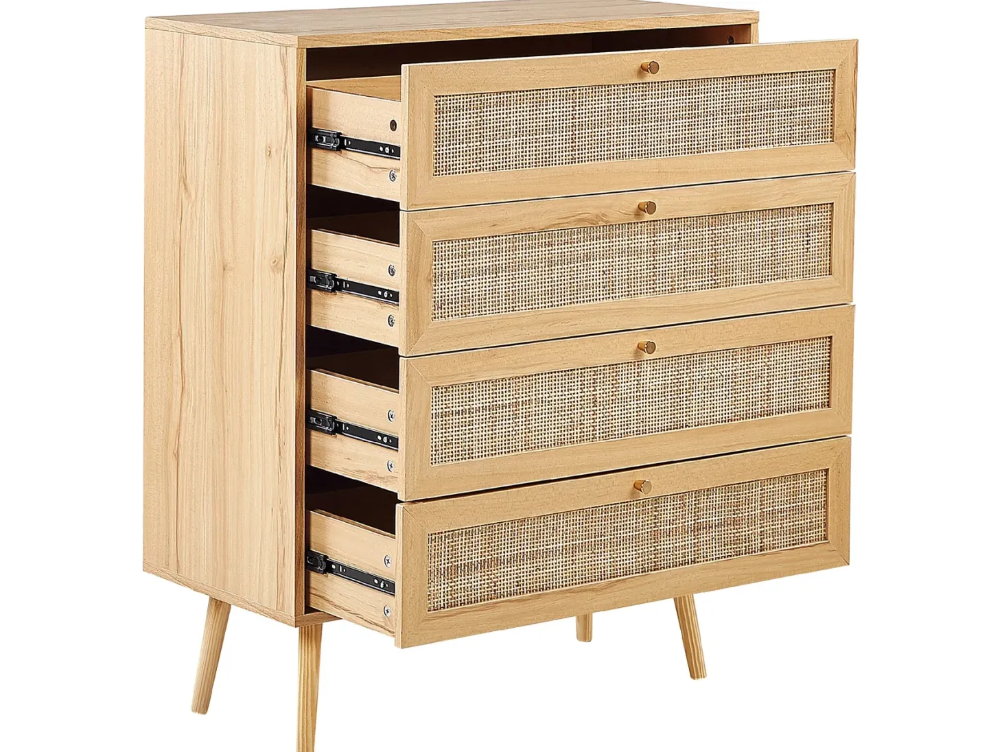 4 skuffers kommode PEROTE Rattan Lysebrun