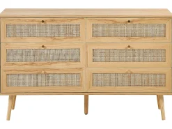 6 skuffers kommode PEROTE Rattan Lysebrun