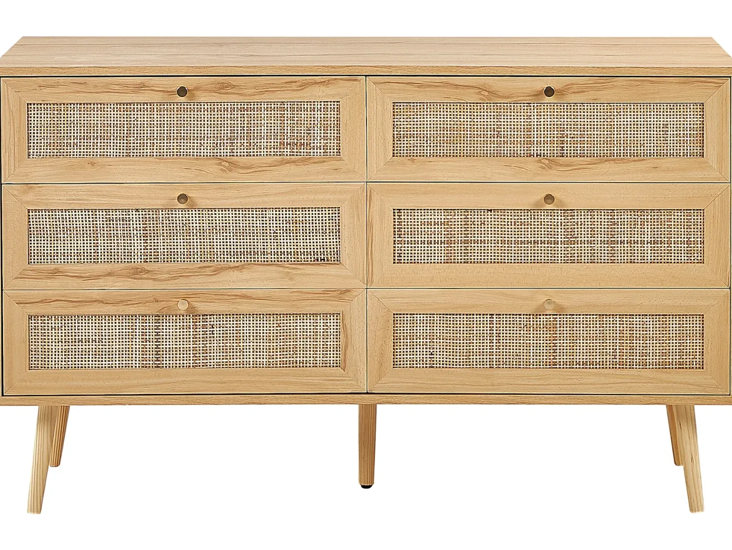 6 skuffers kommode PEROTE Rattan Lysebrun