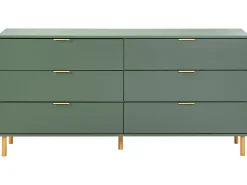 6 skuffers kommode WALPOLE Grøn