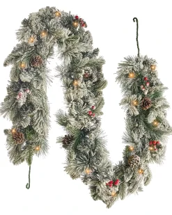 Sneklædt juleguirlande LED WHITEHORN 180 cm Hvid