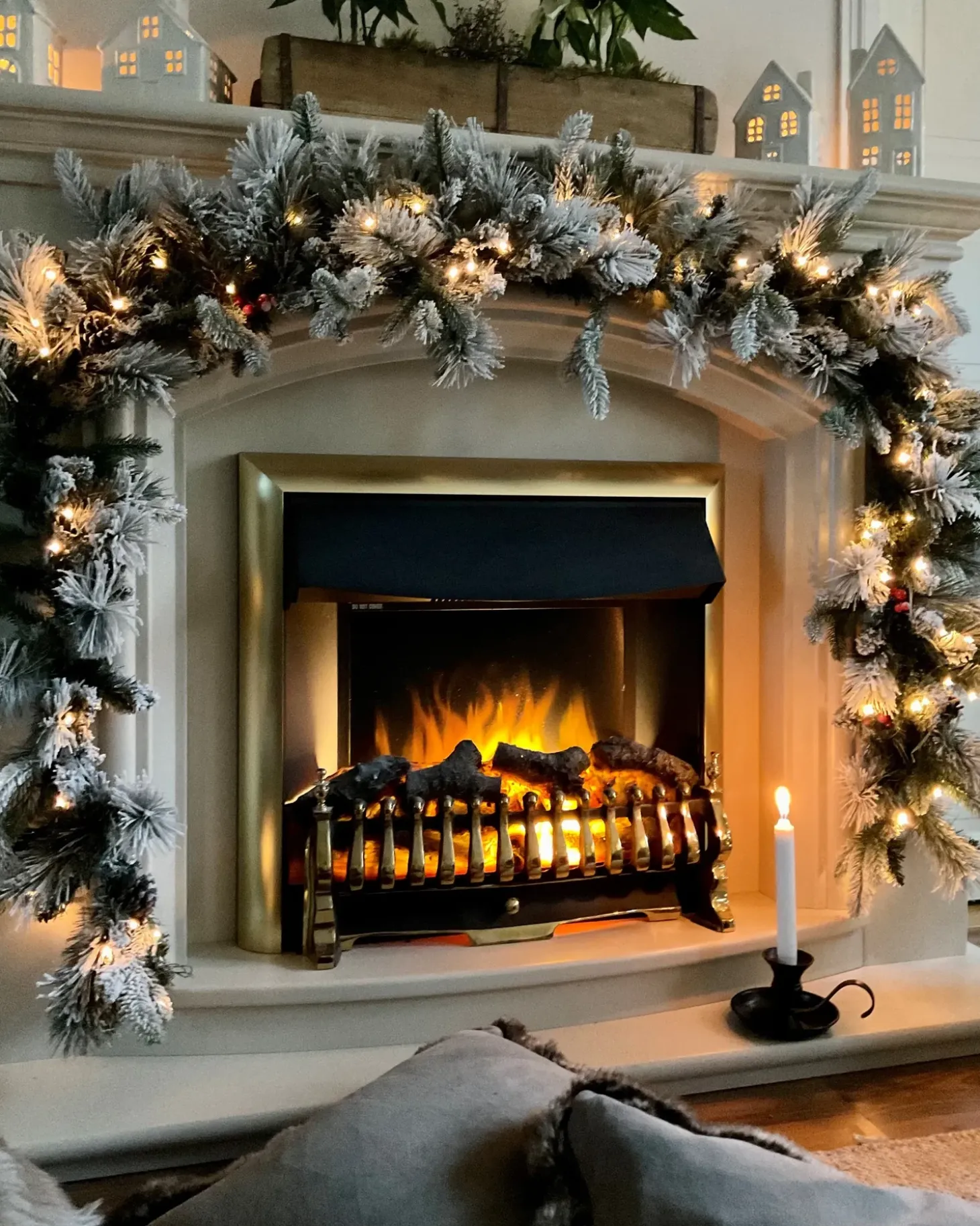 Sneklædt juleguirlande LED WHITEHORN 180 cm Hvid