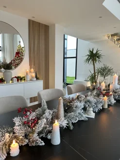 Sneklædt juleguirlande LED WHITEHORN 180 cm Hvid