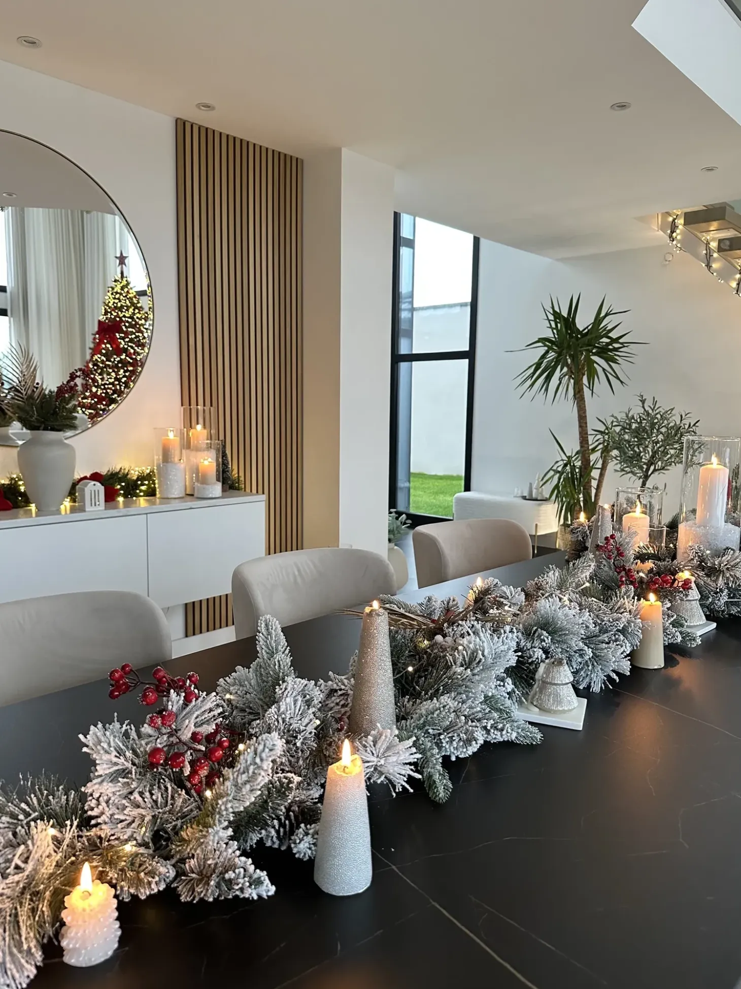 Sneklædt juleguirlande LED WHITEHORN 180 cm Hvid