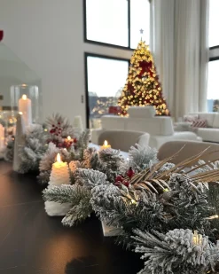 Sneklædt juleguirlande LED WHITEHORN 180 cm Hvid