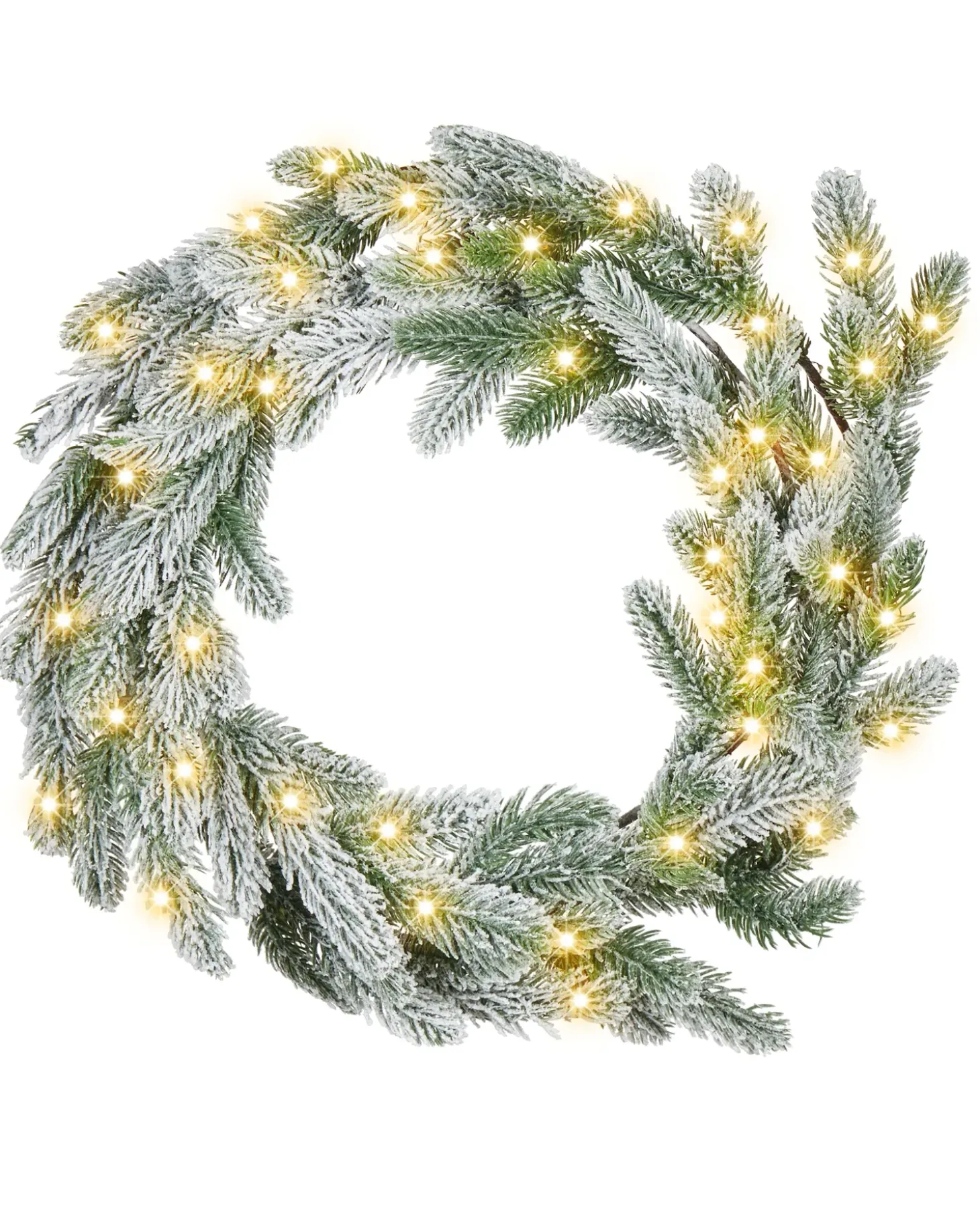 Sneklædt julekrans LED ALBINI Grøn 45 cm