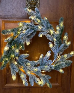 Sneklædt julekrans LED ALBINI Grøn 45 cm