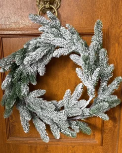 Sneklædt julekrans LED ALBINI Grøn 45 cm