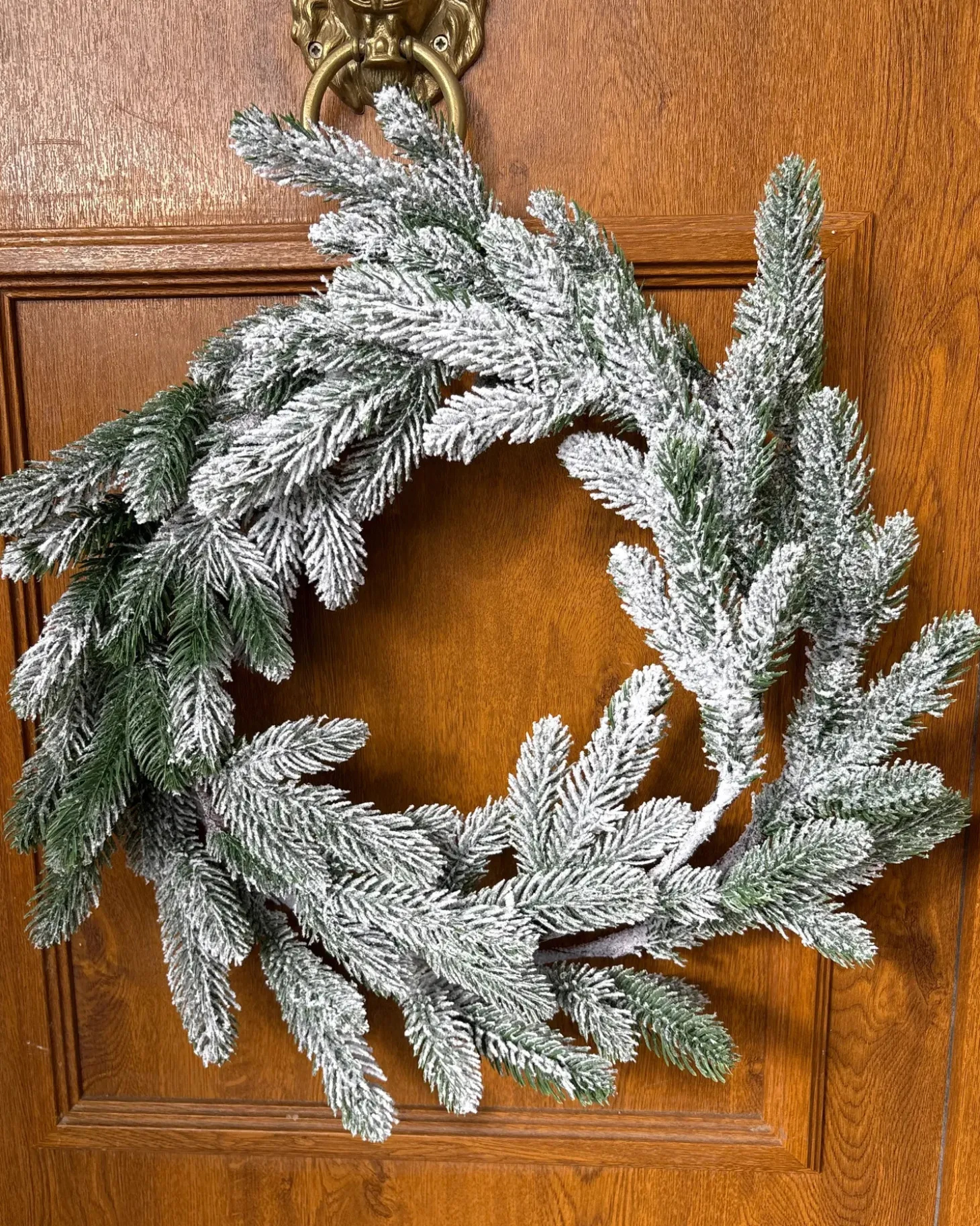 Sneklædt julekrans LED ALBINI Grøn 45 cm