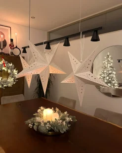 Sneklædt julekrans LED SUNDO Hvid 70 cm