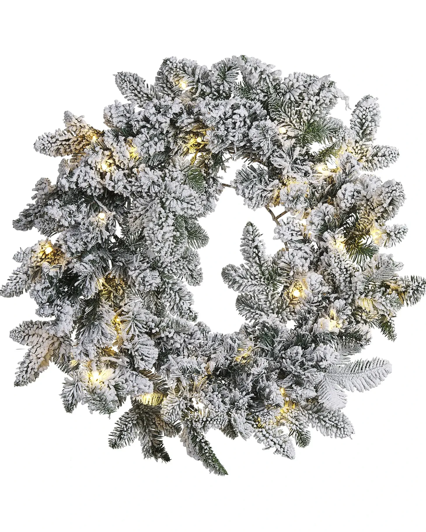 Sneklædt julekrans LED SUNDO Hvid 70 cm