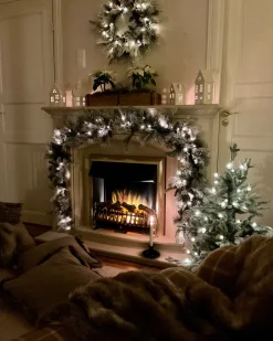 Sneklædt julekrans LED WHITEHORN Hvid 55 cm