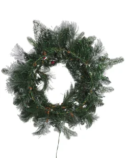 Sneklædt julekrans LED WHITEHORN Hvid 55 cm