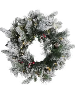 Sneklædt julekrans LED WHITEHORN Hvid 55 cm
