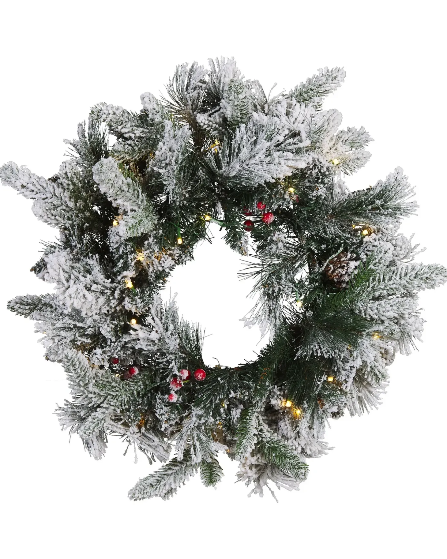Sneklædt julekrans LED WHITEHORN Hvid 55 cm