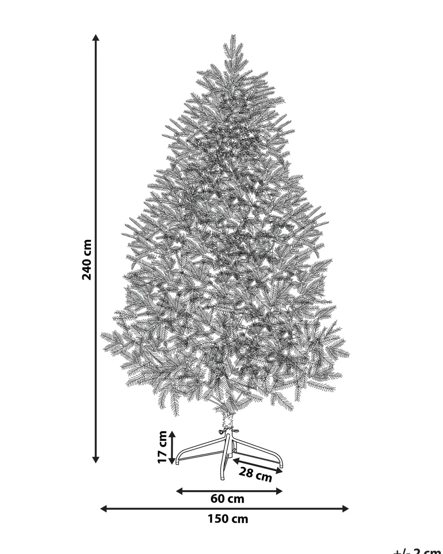 Sneklædt juletræ BASSIE 240 cm Hvid