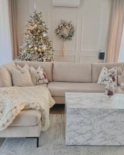 Sneklædt juletræ BASSIE 210 cm Hvid