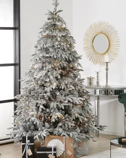 Sneklædt juletræ BASSIE 210 cm Hvid