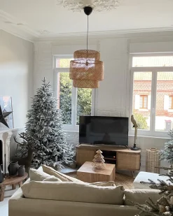 Sneklædt juletræ BASSIE 210 cm Hvid