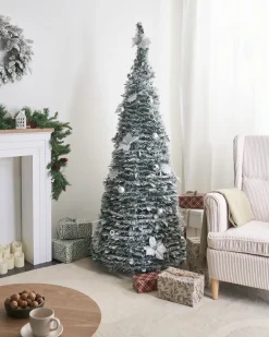 Sneklædt juletræ Foldbar LED FIRVANA 185 cm Hvid