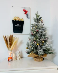 Sneklædt juletræ LED MALIGNE 90 cm Hvid