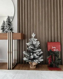 Sneklædt juletræ LED MALIGNE 90 cm Hvid