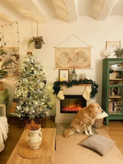 Sneklædt juletræ TOMICHI 210 cm Hvid