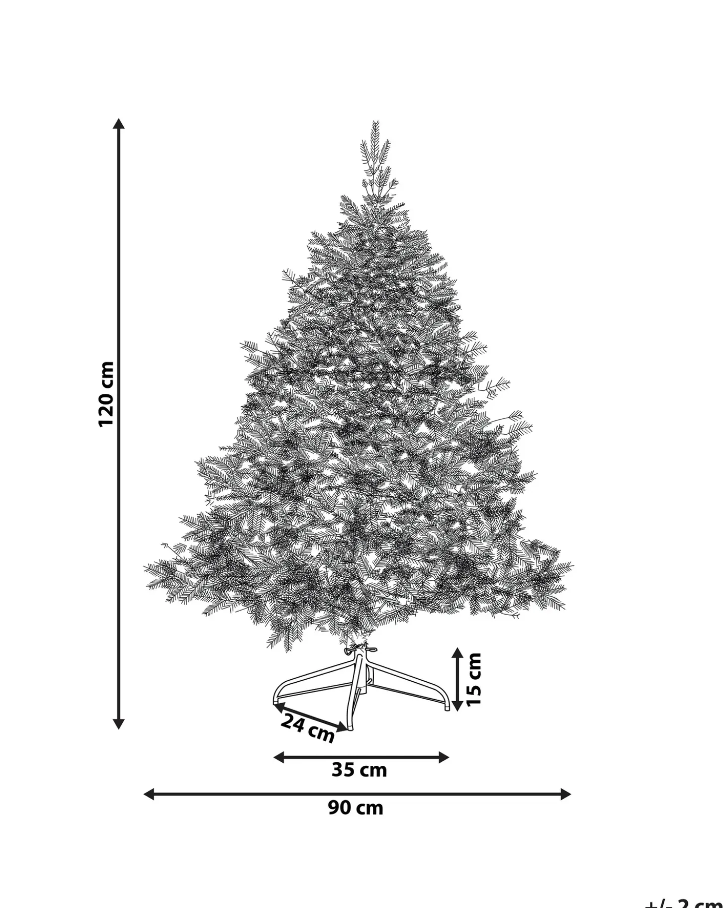 Sneklædt juletræ TOMICHI 120 cm Hvid